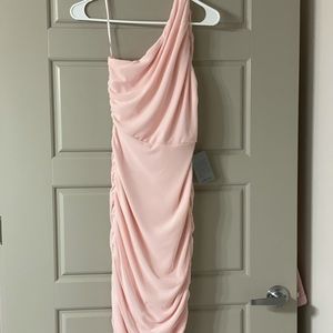 Ruched One Shoulder Midi Dress